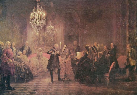 Adolf Friedrich Erdmann von Menzel: Fltenkonzert Friedrichs des Groen in Sanssouci