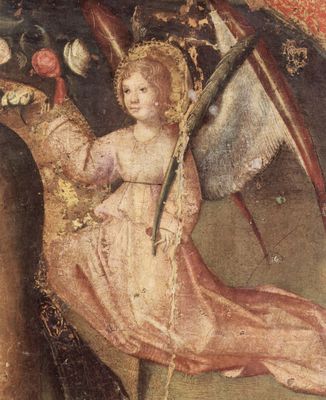 Antonello da Messina: Polyptychon des Hl. Gregor, Mitteltafel, Szene: Thronende Madonna, Detail: Engel