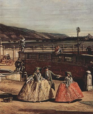 Canaletto (I): Ansicht von Wien, Schlo, Ehrenhof mit Hauptansicht des Schloes, Detail