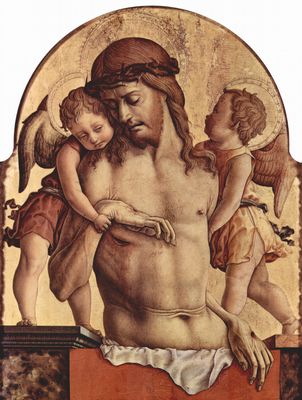 Carlo Crivelli: Altarpolyptychon von San Francesco in Montefiore dell' Aso, Aufsatztafel der Haupttafel: Engelpiet