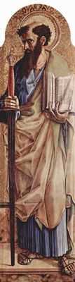 Carlo Crivelli: Hauptaltar des Domes von Ascoli, Polyptychon, rechte uere Tafel: Hl. Paulus