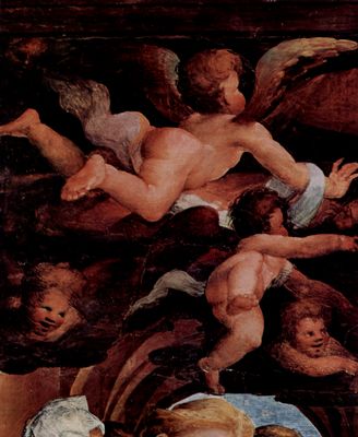 Domenico Beccafumi: Fresken im Oratorium des Hl. Benedikt in Siena, Szene: Marientod, Detail: Engel