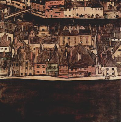 Egon Schiele: Die kleine Stadt II (Ansicht von Krumau an der Moldau)