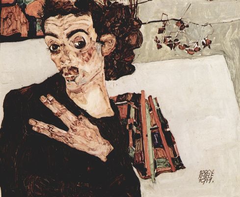 Egon Schiele: Selbstportrt mit schwarzem Tongef