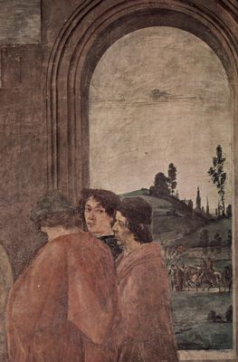Filippino Lippi: Freskenzyklus der Brancacci-Kapelle in Santa Maria del Carmine in Florenz, Szene: Martyrium des Hl. Petrus, Detail