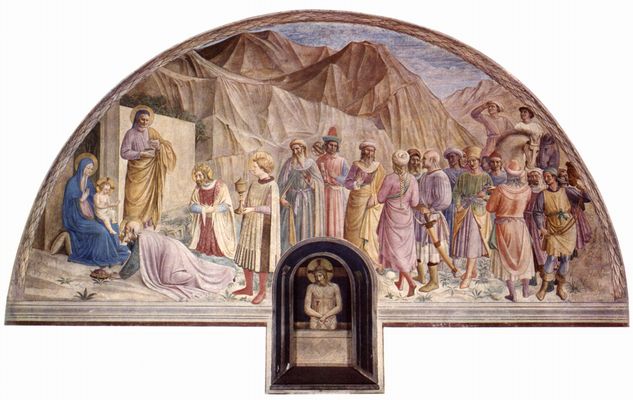 Fra Angelico: Freskenzyklus im Dominikanerkloster San Marco in Florenz, Szene: Anbetung der Heiligen Drei Knige