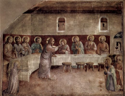 Fra Angelico: Freskenzyklus im Dominikanerkloster San Marco in Florenz, Szene: Apostelkommunion, Abendmahl
