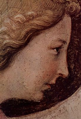 Fra Angelico: Freskenzyklus im Dominikanerkloster San Marco in Florenz, Szene: Verkndigung, Detail: Gesicht des Verkndigungsengels