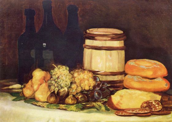 Francisco de Goya y Lucientes: Stilleben mit Frchten, Flaschen, Broten