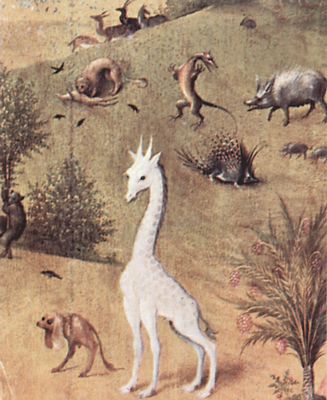 Hieronymus Bosch: Der Garten der Lste, linker Flgel: Die Schpfung, Detail
