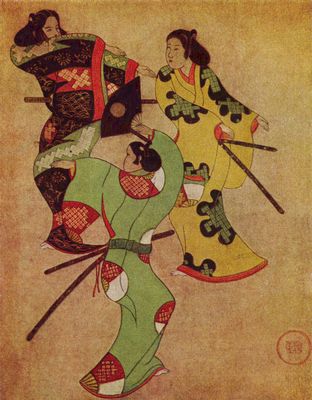 Iwasa Katsushige: Drei tanzende Samurai