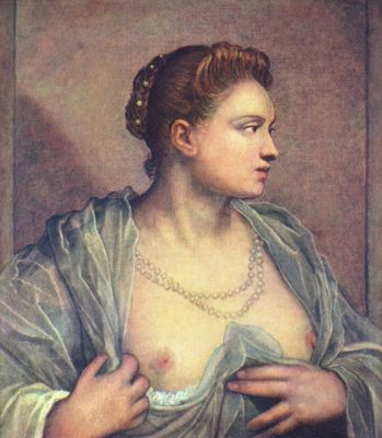 Jacopo Tintoretto: Portrt einer Frau mit entbltem Busen