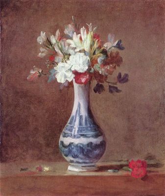 Jean-Baptiste Simon Chardin: Stilleben, Blumen in einer Vase
