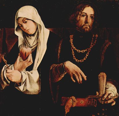Lorenzo Lotto: Altarpolyptychon von Recanati, Bekrnung des rechten Flgels: Hl. Katharina von Siena und Hl. Sigismund