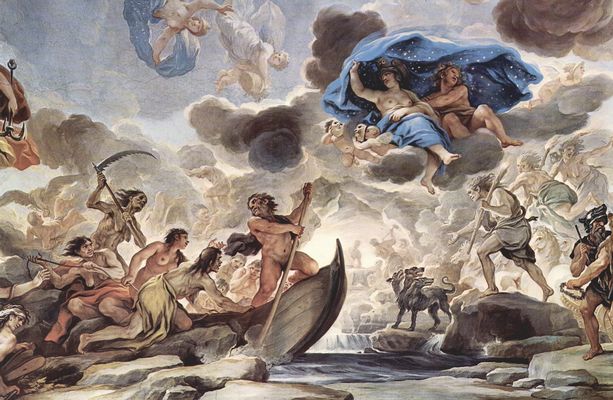 Luca Giordano: Fresken in der Galerie des Palazzo Medici-Riccardi in Florenz, Szene: Die Barke des Charon, der Schlaf der Nacht und Morpheus