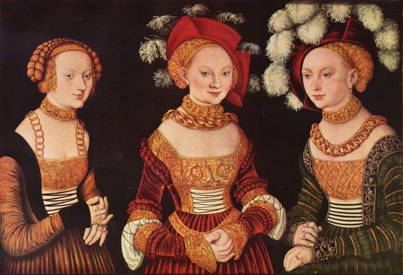 Lucas Cranach d. .: Portrt der Herzoginnen Sybille, Emilla und Sidonia von Sachsen