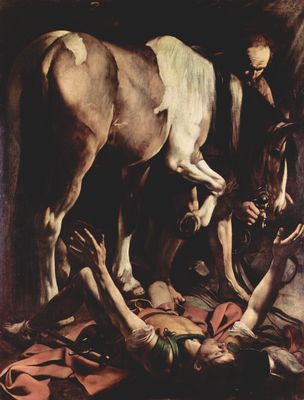 Michelangelo Caravaggio: Gemlde der Cerasi-Kapelle in Santa Maria del Popolo in Rom, Szene: Bekehrung Sauli