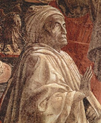 Paolo Uccello: Alttestamentarischer Freskenzyklus zur Genesis im Kreuzgang von Santa Maria Novella in Florenz, Szene Lnette: Sintflut und die Arche auf den Fluten schwimmend, Detail