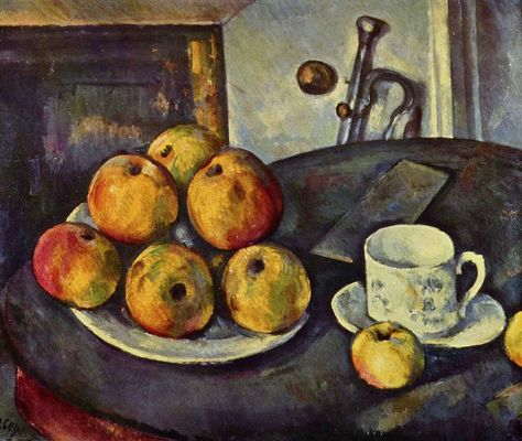 Paul Czanne: Stilleben mit Flasche und Apfelkorb