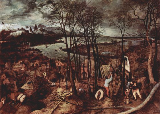Pieter Bruegel d. .: Zyklus der Monatsbilder, Szene: Der dstere Tag (Monat Februar oder Mrz)