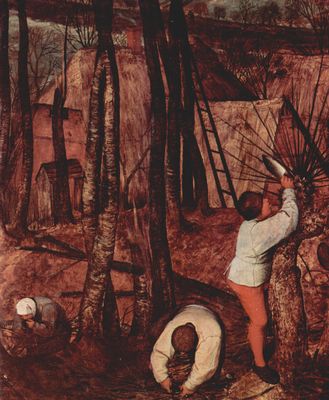 Pieter Bruegel d. .: Zyklus der Monatsbilder, Szene: Der dstere Tag (Monat Februar oder Mrz), Detail