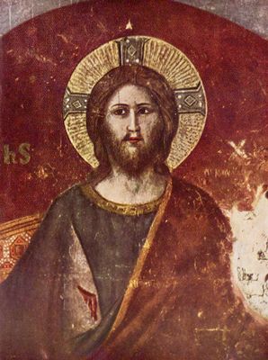 Pietro Cavallini: Freskenzyklus mit Jngstem Gericht in Santa Cecilia in Travestere in Rom, Szene: Jngstes Gericht, Detail: Christus
