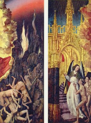 Rogier van der Weyden: Altar des Jngsten Gerichts in Beaune, rechter uerer Flgel: Die Hlle; linker uerer Flgel: Das Paradies
