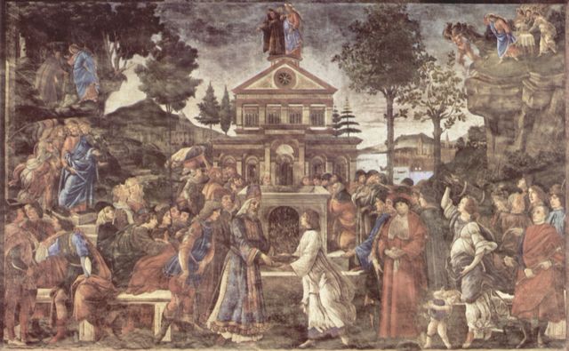 Sandro Botticelli: Fresken in der Sixtinischen Kapelle in Rom, Szene: Die Versuchung Christi