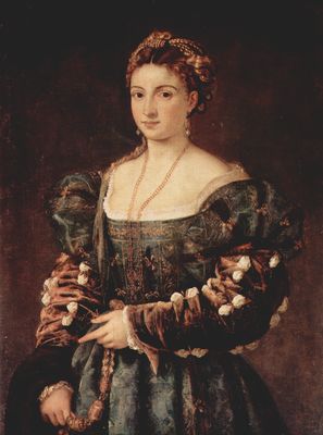 Tizian: La Bella (Portrt einer Frau, Isabella d'Este, oder Eleonara Gonzaga?)