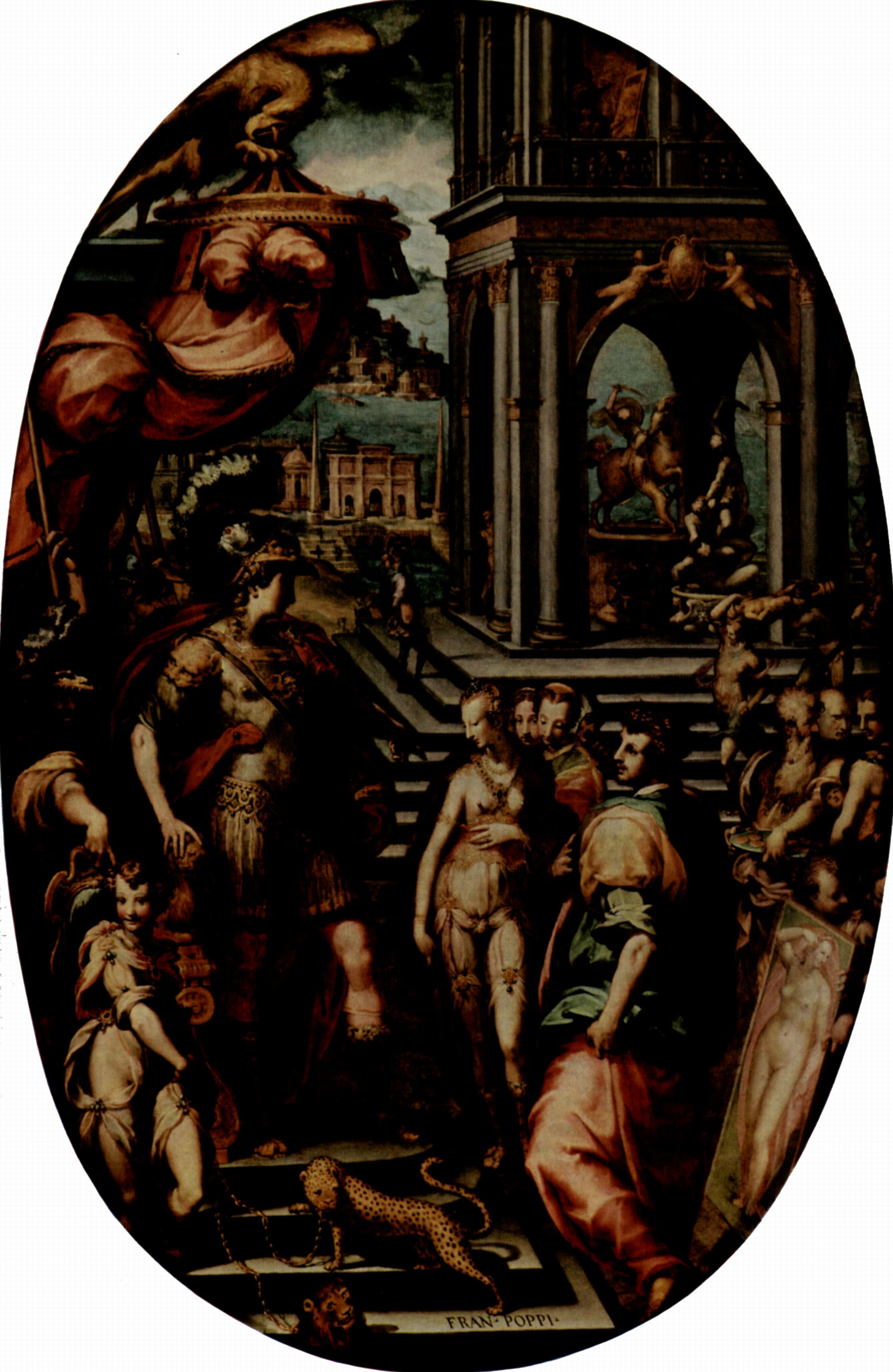 Andrea di Geminiano Poppi: Alexander, Campaspe und Apollon, Oval
