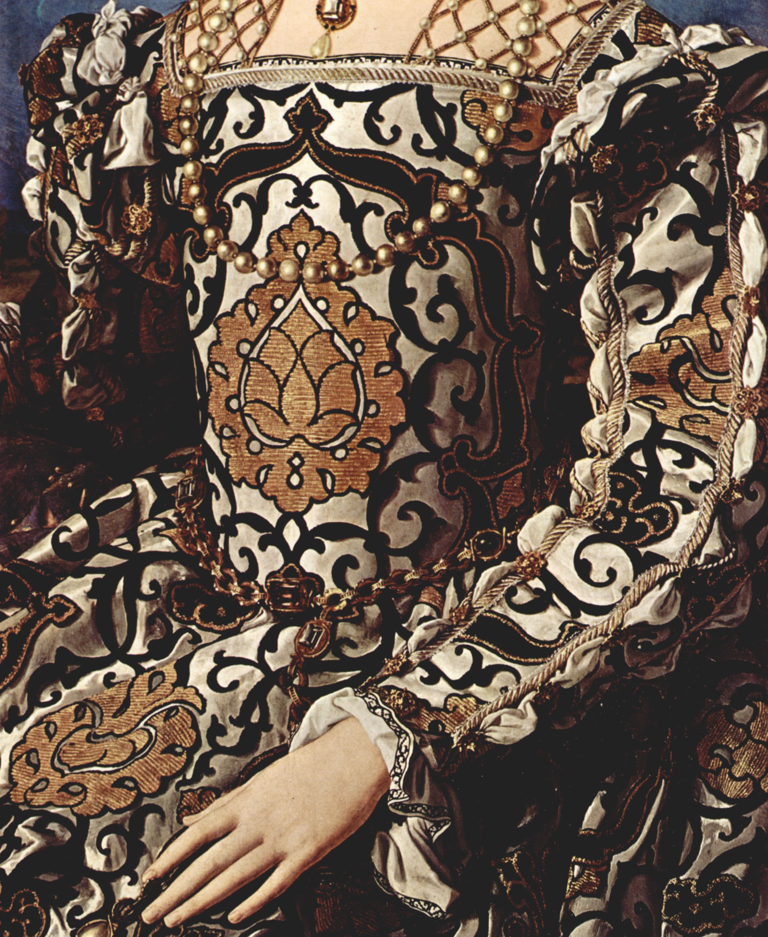 Angelo Bronzino: Portrt der Eleonora da Toledo und ihres Sohnes Giovanni, Detail