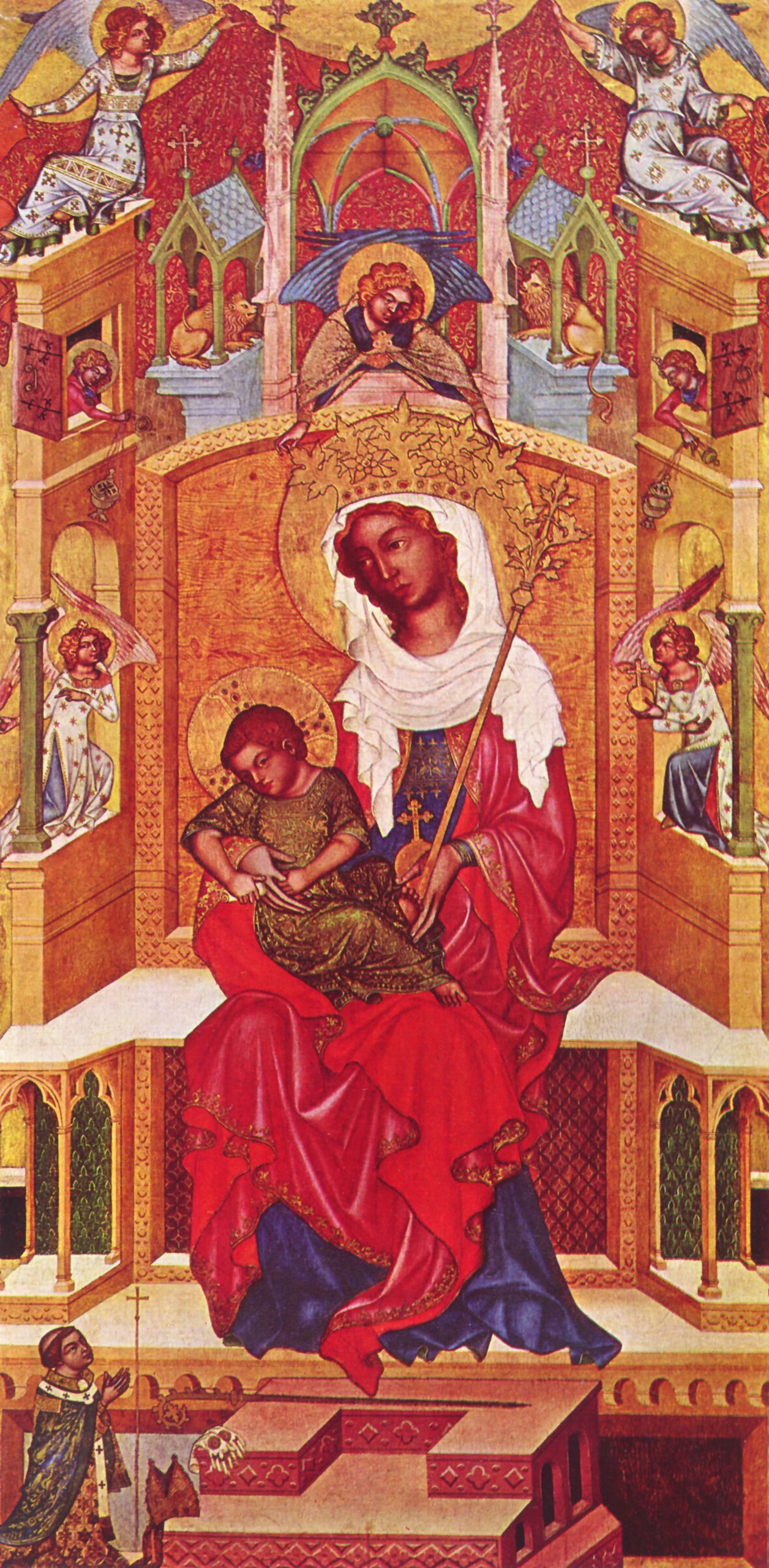 Bhmischer Meister: Glatzer Madonna, Szene: Thronende Maria mit Kind