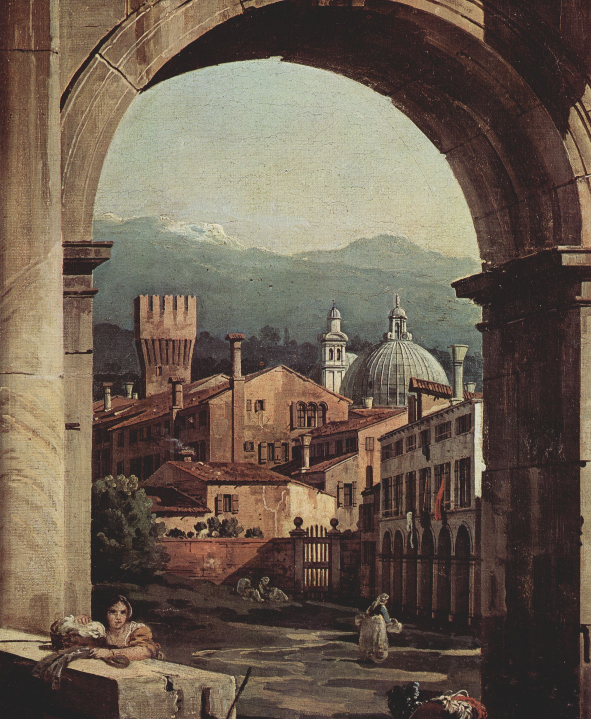 Canaletto (I): Capriccio Romano, Stadttor und Wehrturm, Detail