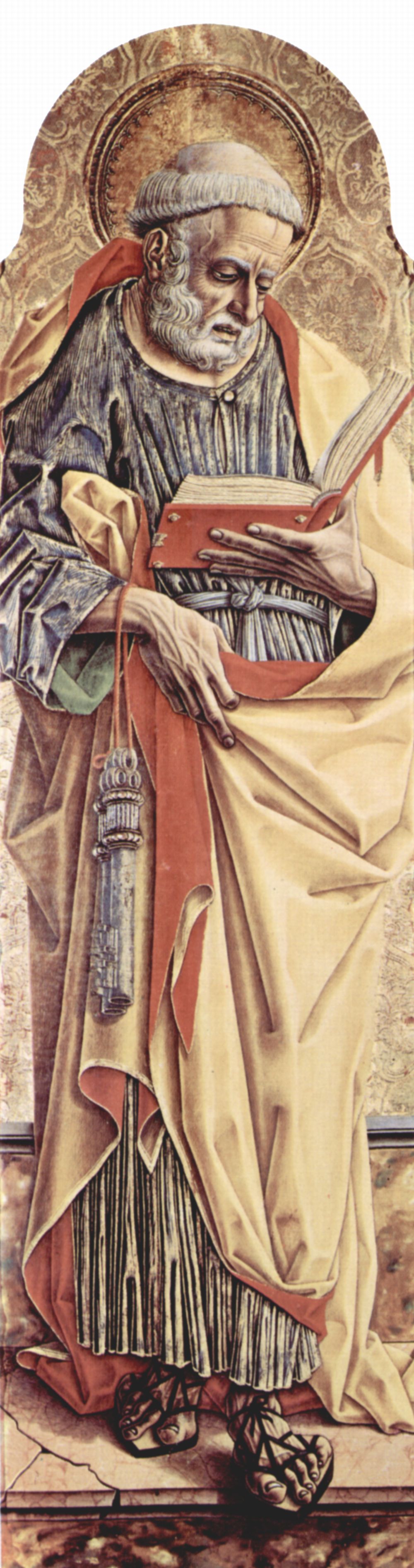 Carlo Crivelli: Hauptaltar des Domes von Ascoli, Polyptychon, linke uere Tafel: Hl. Petrus