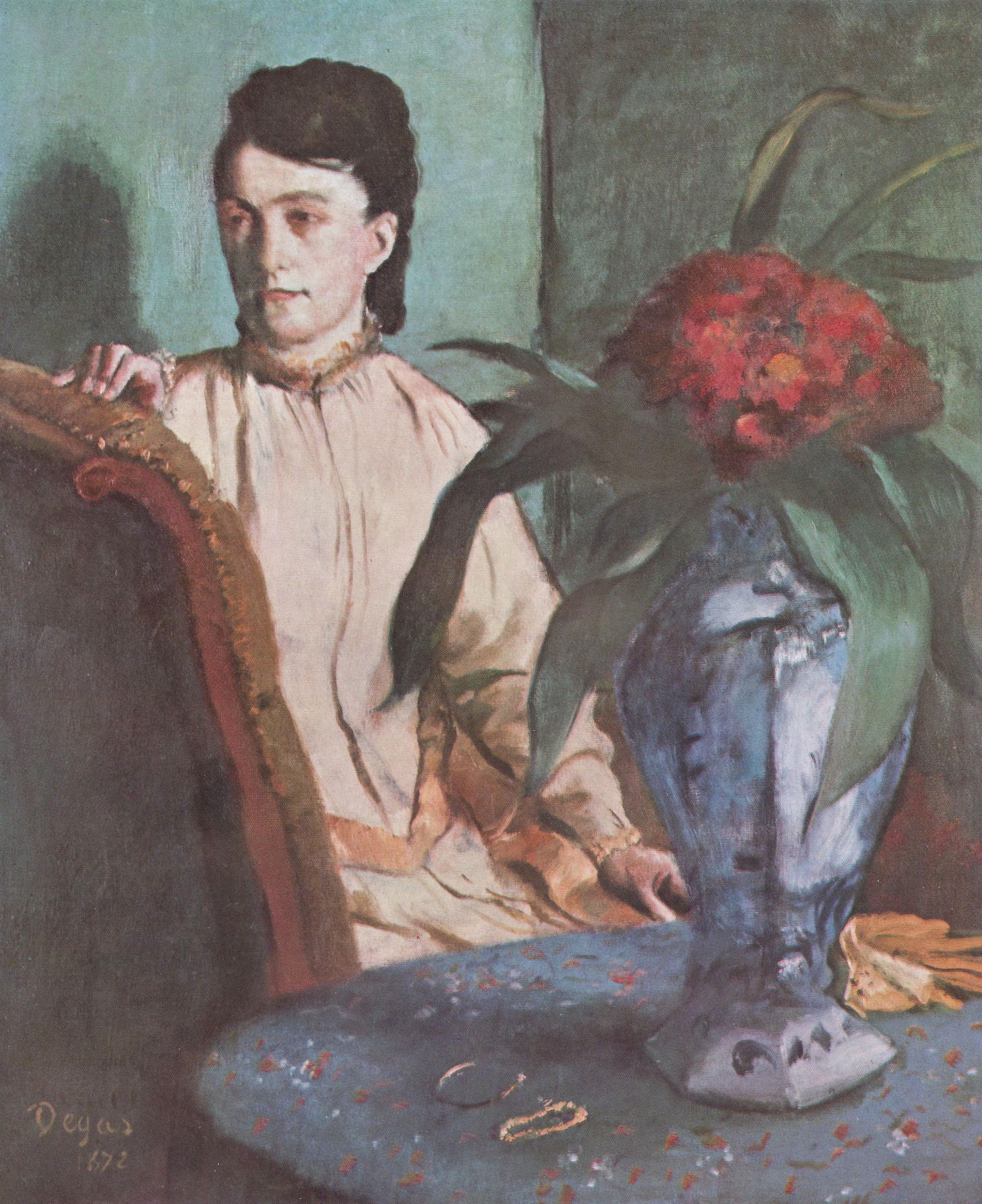 Edgar Germain Hilaire Degas: Sitzende Frau mit der Vase (Portrt der Mlle. E. Musson)