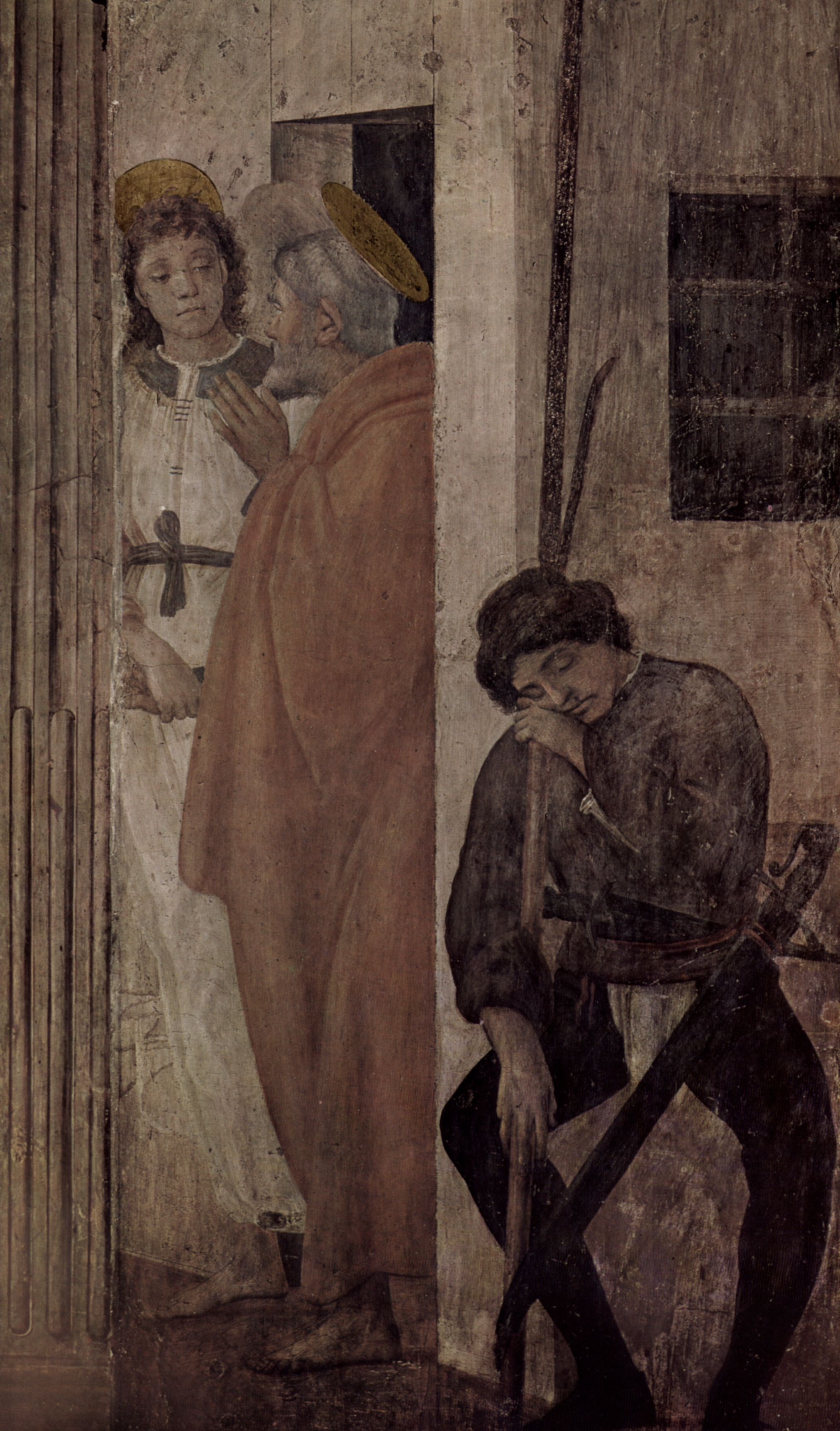Filippino Lippi: Freskenzyklus der Brancacci-Kapelle in Santa Maria del Carmine in Florenz, Szene: Befreiung des Hl. Petrus aus dem Kerker durch einen Engel