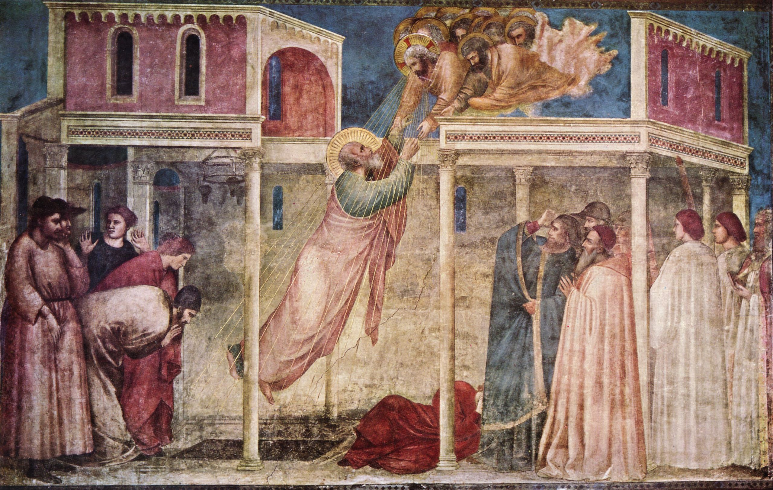 Giotto di Bondone: Freskenzyklus in der Peruzzi-Kapelle, Santa Croce in Florenz, Szene: Himmelfahrt des Evangelisten Johannes