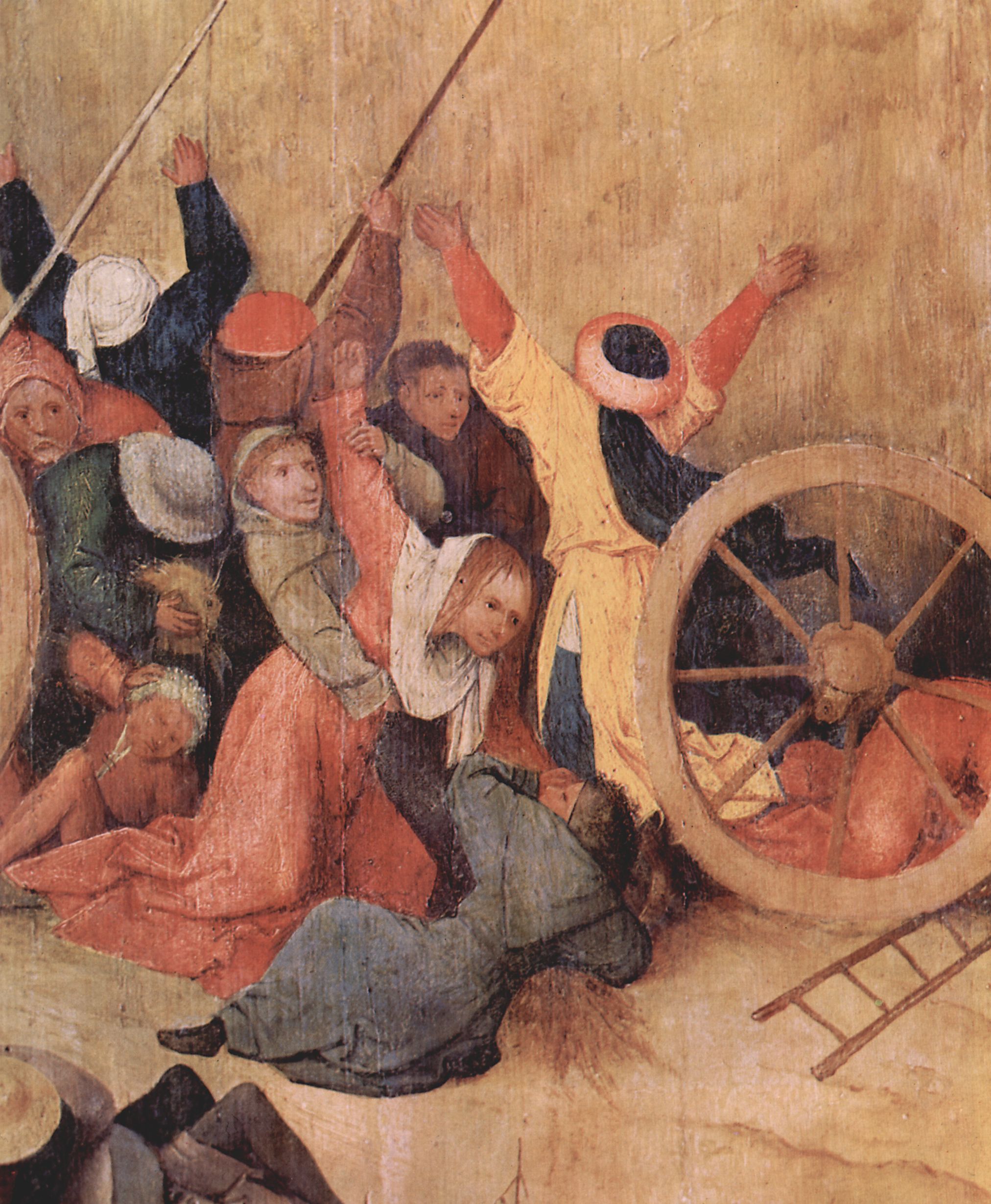 Hieronymus Bosch: Heuwagen, Triptychon, Mitteltafel: Der Heuwagen, Detail