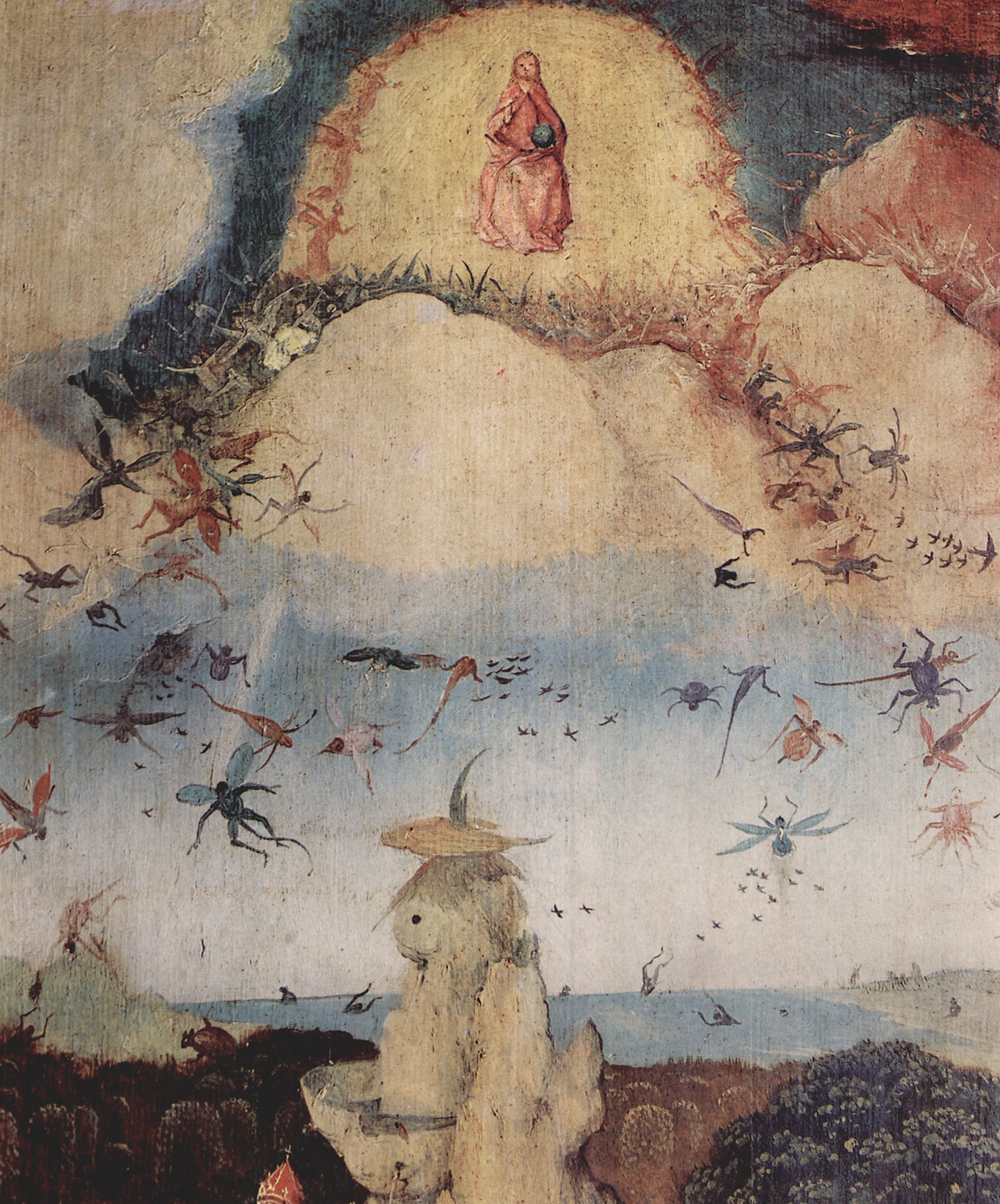 Hieronymus Bosch: Heuwagen,Triptychon, linker Flgel: Das irdische Paradies, Detail