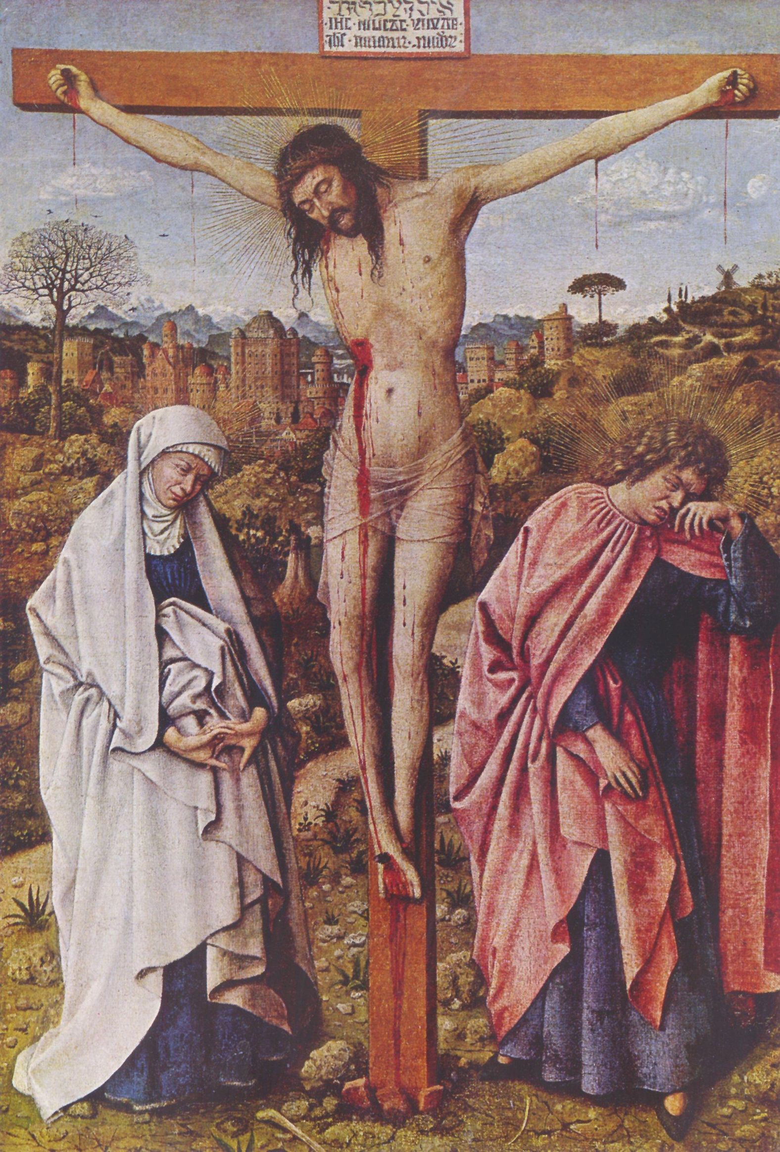Jan van Eyck: Christus am Kreuz zwischen Maria und Johannes