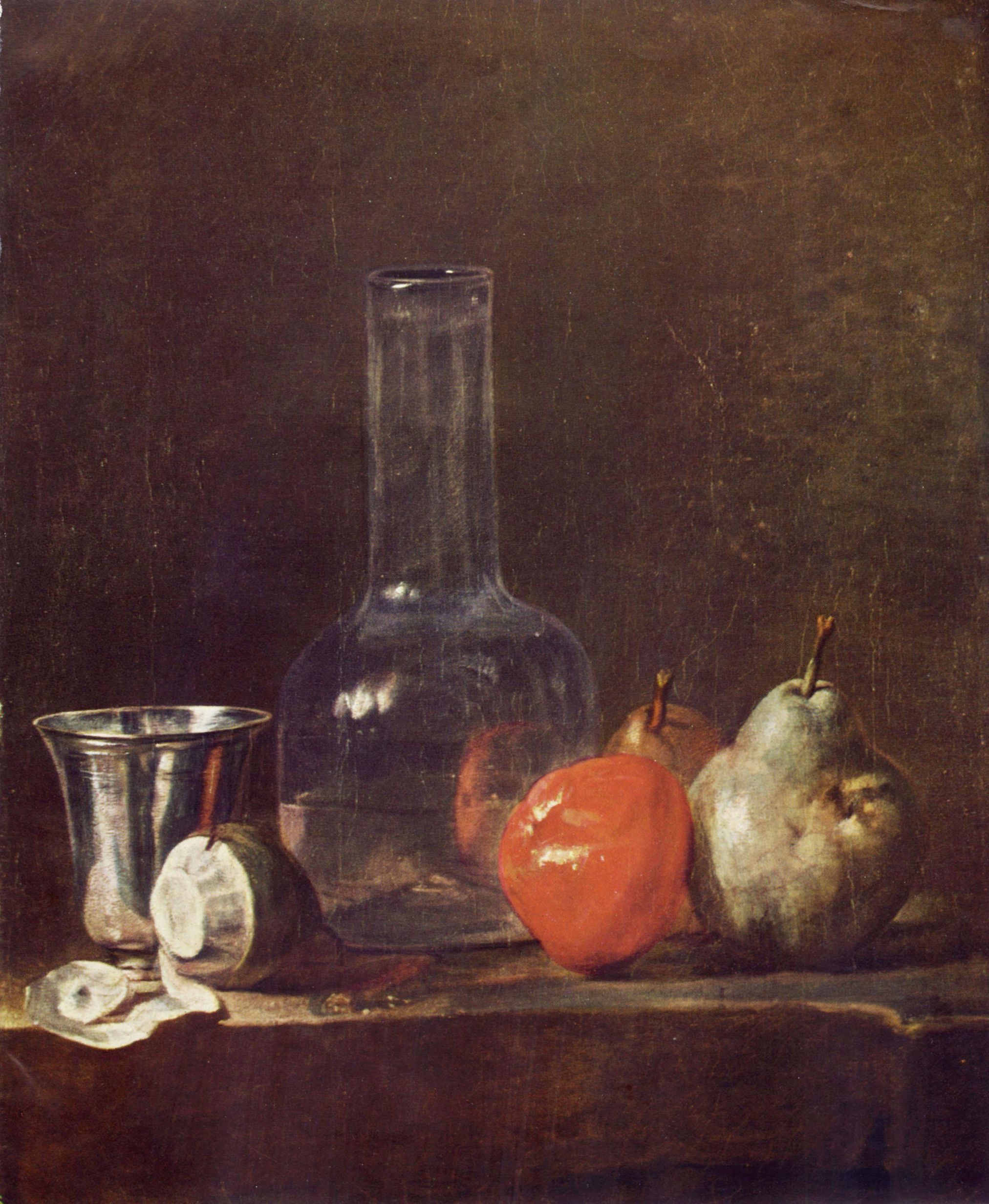 Jean-Baptiste Simon Chardin: Stilleben mit Glasflasche und Frchten
