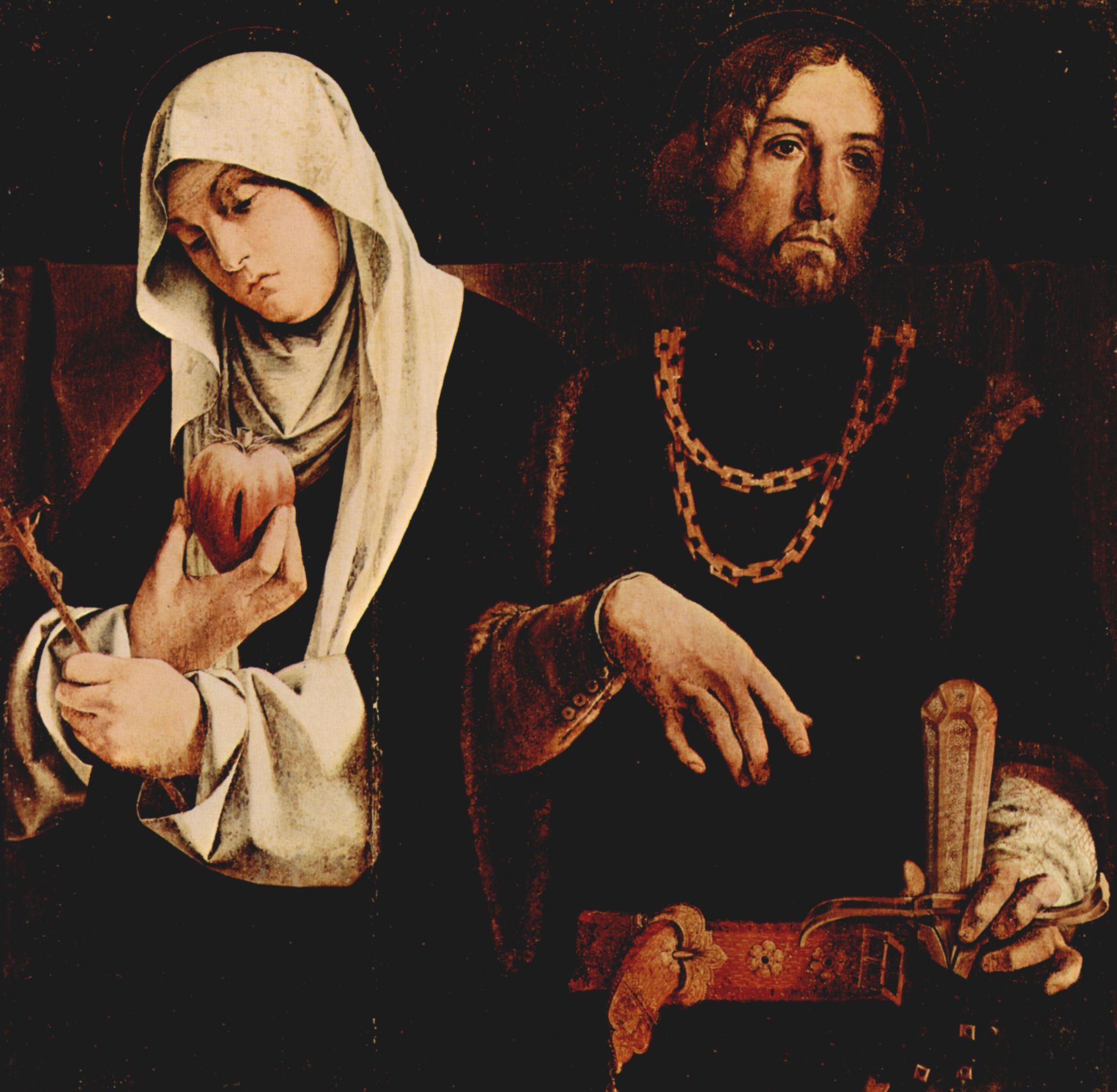 Lorenzo Lotto: Altarpolyptychon von Recanati, Bekrnung des rechten Flgels: Hl. Katharina von Siena und Hl. Sigismund