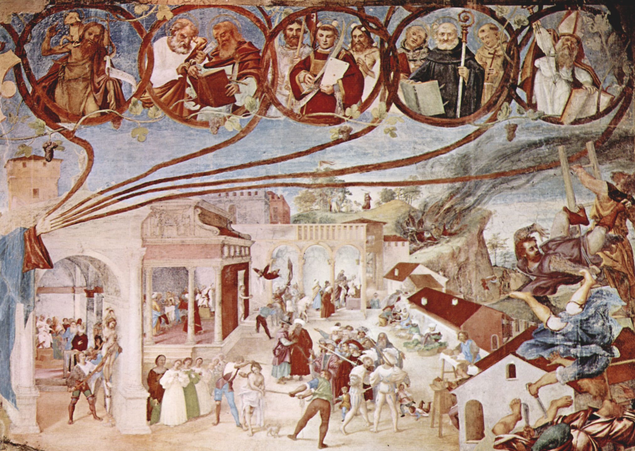 Lorenzo Lotto: Freskenzyklus im Oratori Suardi in Trescore, Szene: Martyrium der Hl. Klara