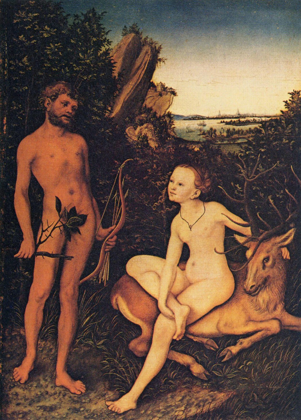 Lucas Cranach d. .: Apollo und Diana in waldiger Landschaft