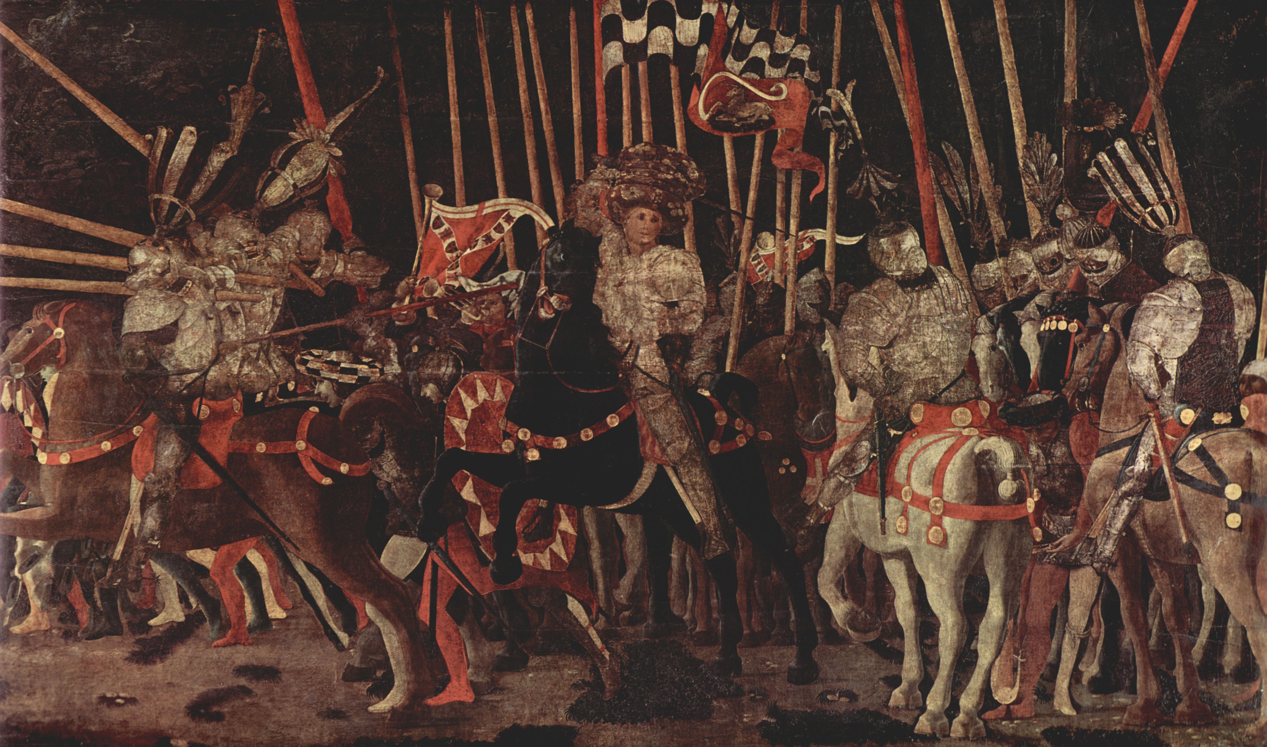 Paolo Uccello: Drei Gemlde zur Schlacht von Romano fr den Medici-Palast in Florenz, Szene: Das Eingreifen von Micheletto da Cotignola
