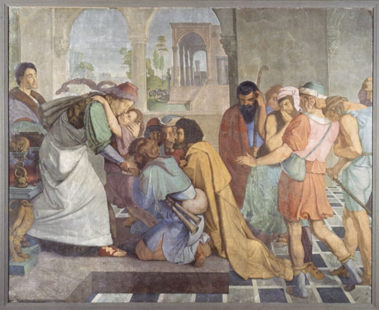 Peter von Cornelius: Freskenzyklus des Casa Bartholdy in Rom, Szene: Joseph gibt sich seinen Brdern zu erkennen