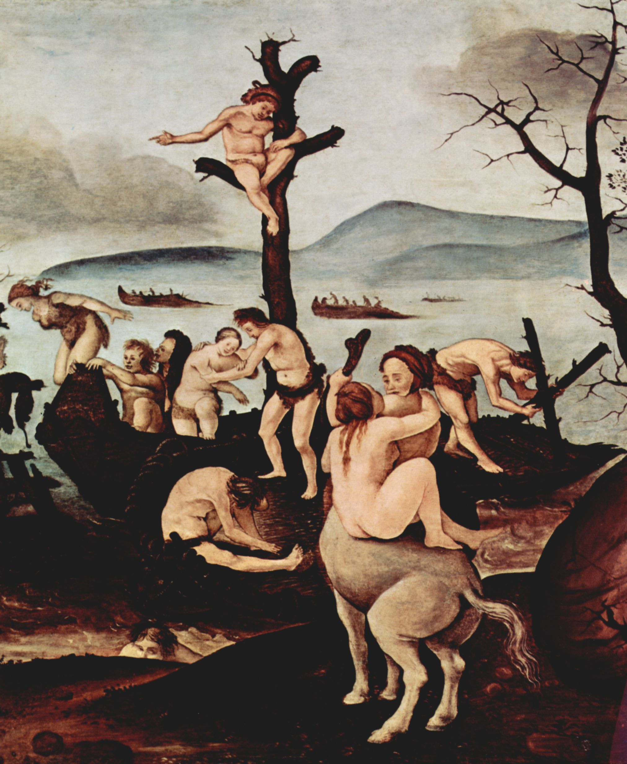 Piero di Cosimo: Bildfolge zur Frhgeschichte der Menschheit, Szene: Rckkehr von der Jagd, Detail