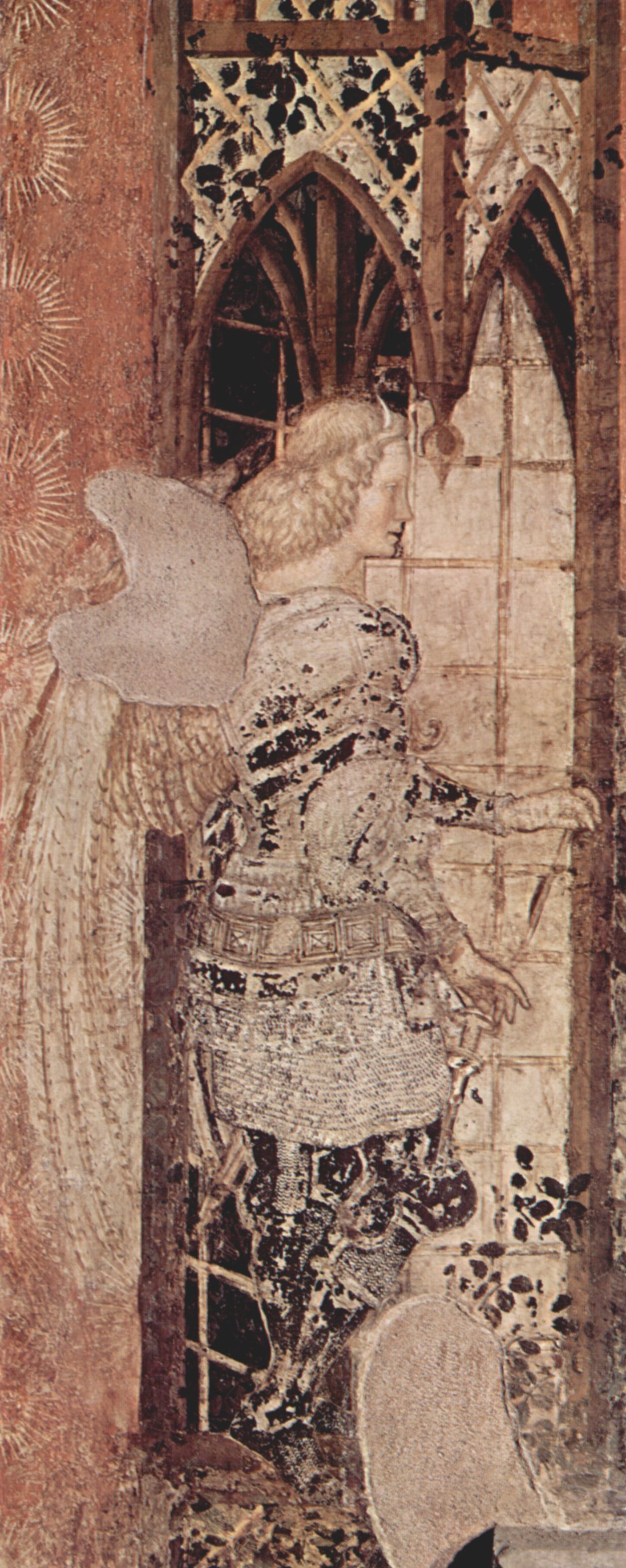Pisanello: Fresken um des Grabmonument des Niccol Brenzoni in San Fermo Maggiore in Verona, Szene: Erzengel Raphael