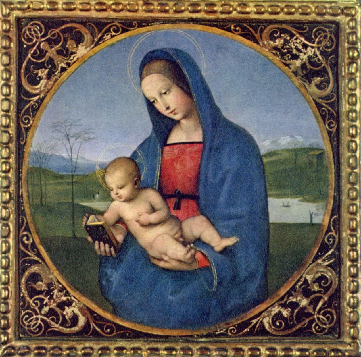 Raffael: Madonna Conestabile, Szene: Maria mit Christuskind, Tondo