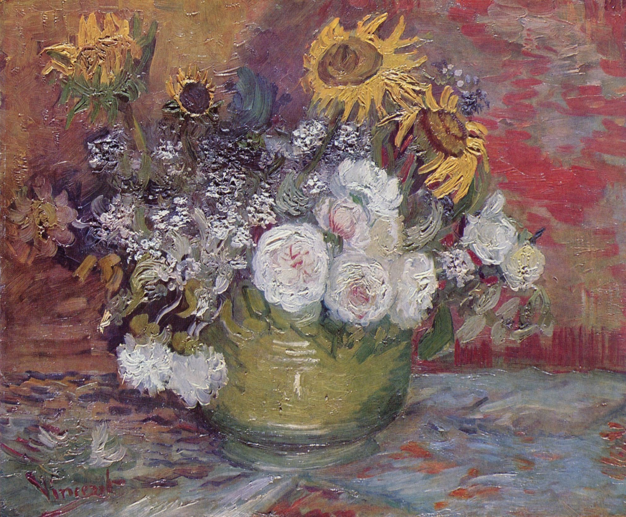 Vincent Willem van Gogh: Stilleben mit Rosen und Sonnenblumen